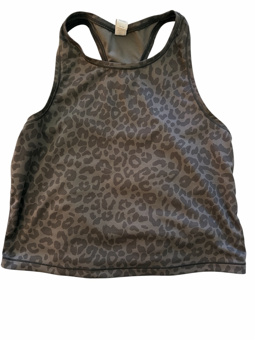 90 Degree Grey Leopard Print Racerback Crop Tank